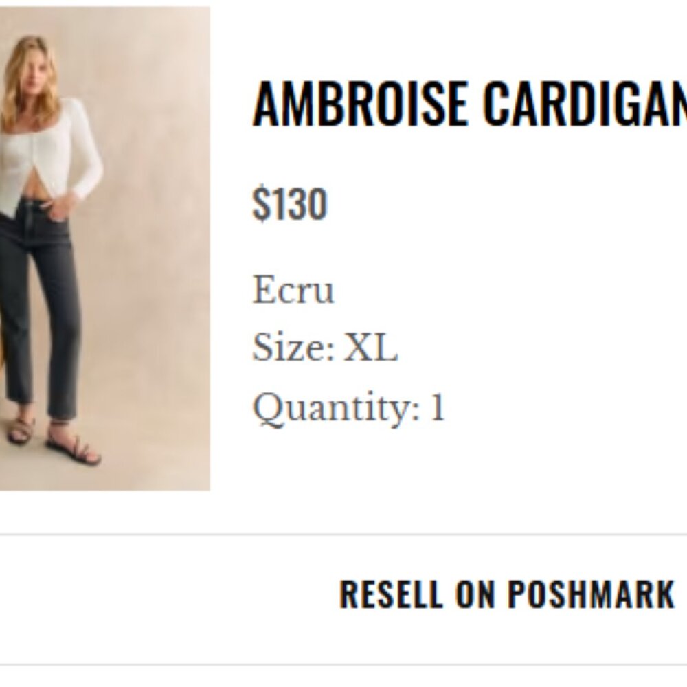 Sezane Ambroise Cardigan Ecru - Size XL - Picture 2 of 6